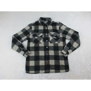 LRG Lifted Research Group Shirt Mens Small Black Plaid Button Up Long Sleeve*